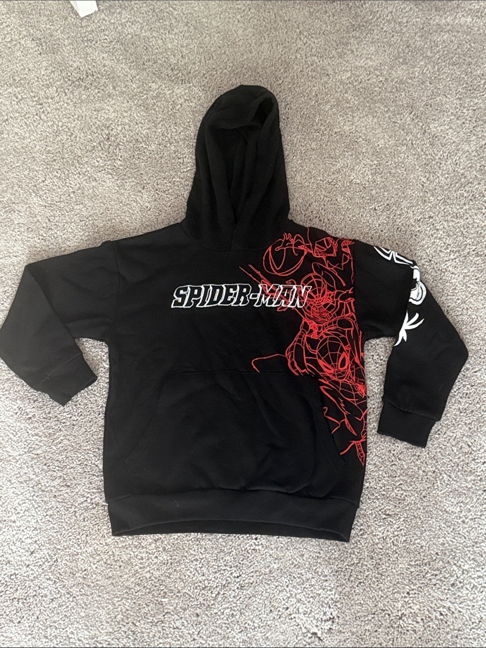 Spiderman Black Tee with Red Logo Accent